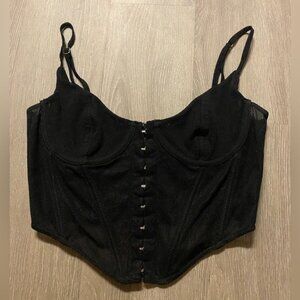 White fox black corset top